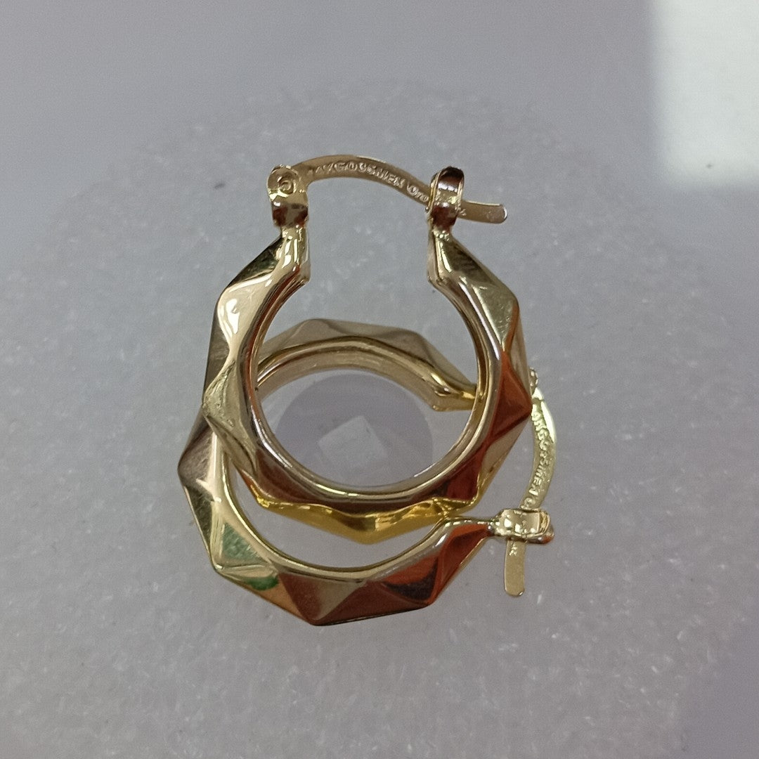 ARETES TEJIDO ARRACADAS FACETADAS 14K 1.7 GR (NUEVO)