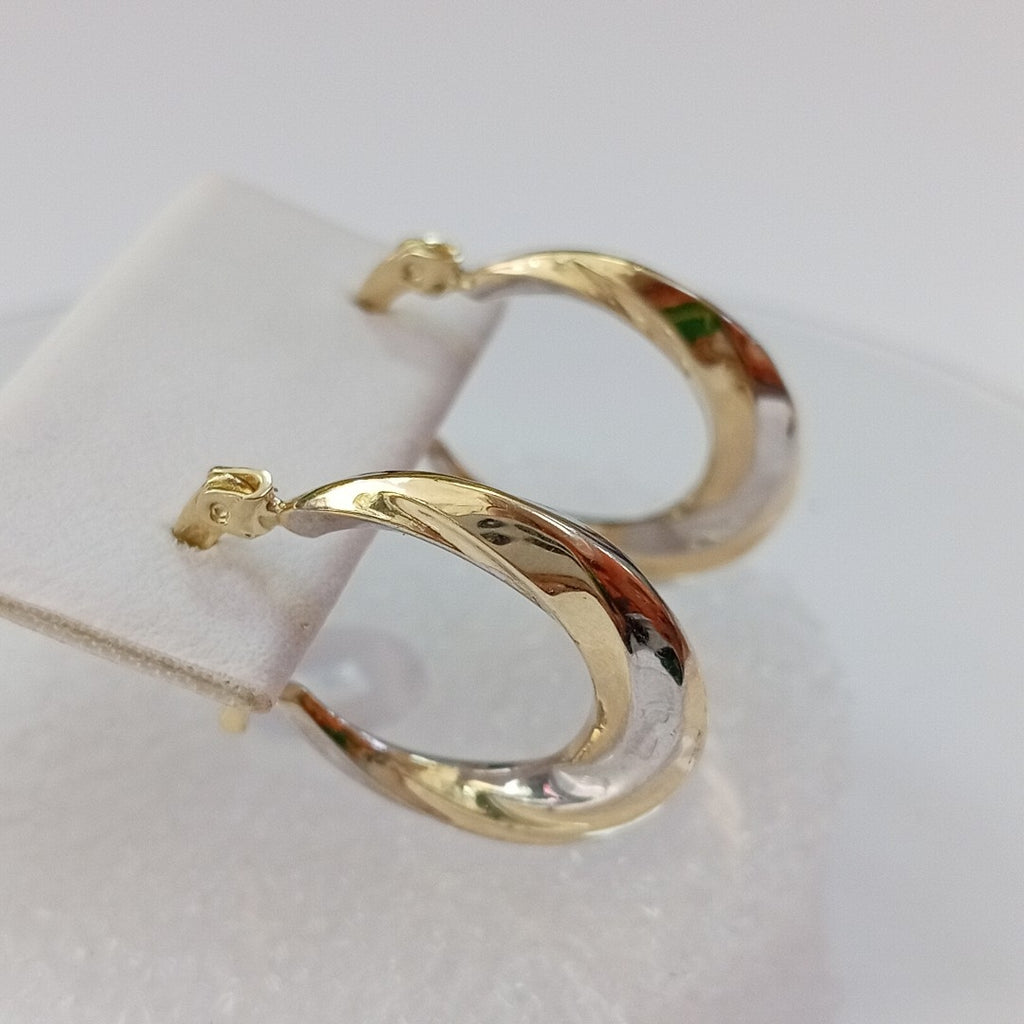 ARETES TEJIDO ARRACADA TRENZADA COMBINADA 14K 1.8 GR (NUEVO)