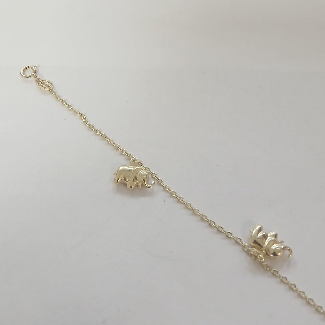 PULSERA ESPECIAL CON DIJES ELEFANTES 10K 18 CM 2.2 GR (NUEVO)