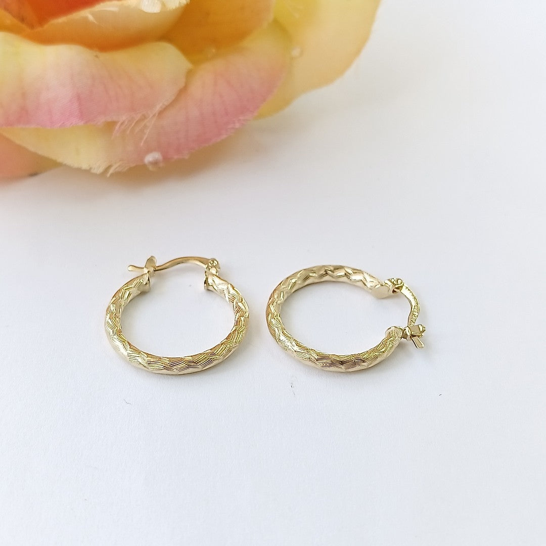 ARETES ARRACADAS LABRADAS 14K 2 GR (NUEVO)