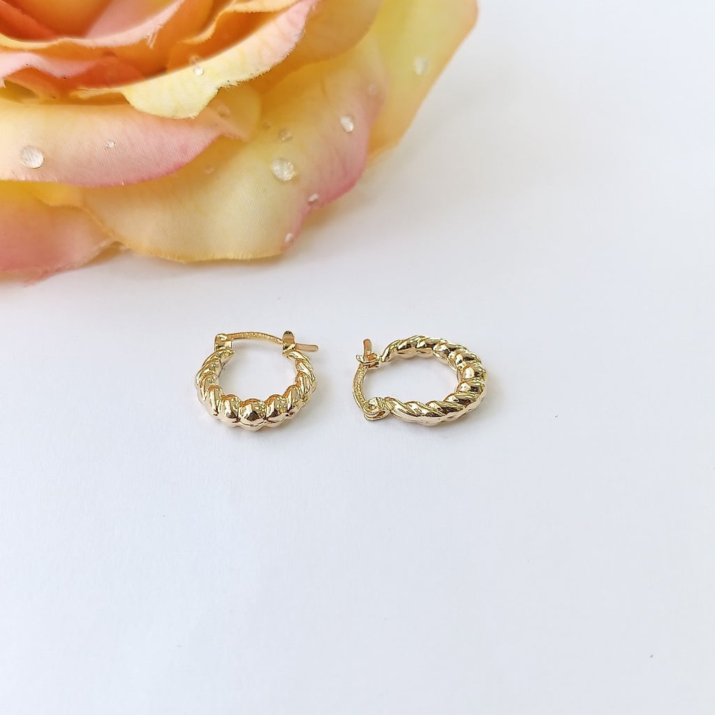 ARETES ARRACADAS TZL HUECAS 14K 1.5 GR (NUEVO)