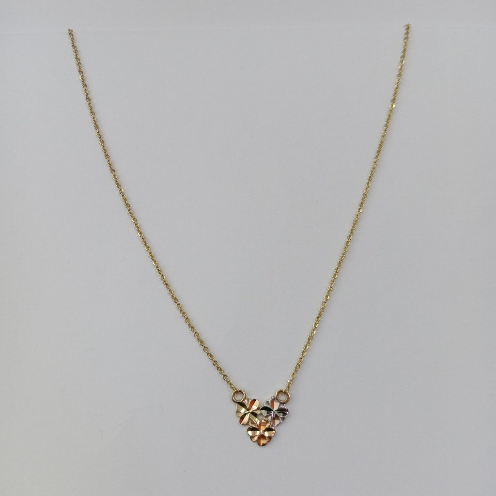 CADENA TEJIDO GARGANTILLA ESPECIAL C FLORES 14K 45 CM 2.9 GR (NUEVO)