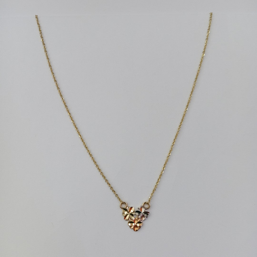 CADENA TEJIDO GARGANTILLA ESPECIAL C FLORES 14K 45 CM 2.9 GR (NUEVO)