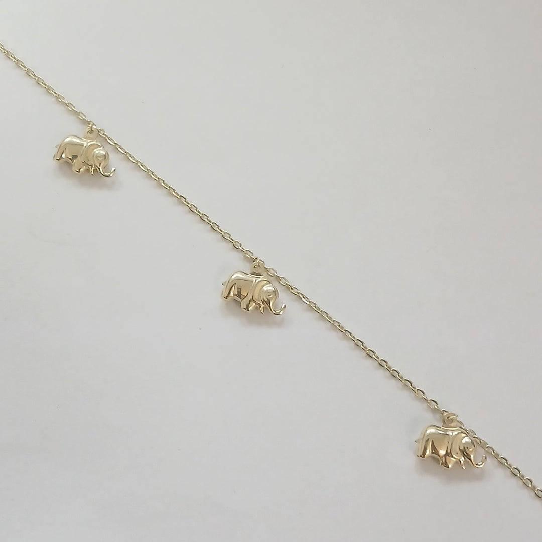 PULSERA ESPECIAL CON DIJES ELEFANTES 10K 18 CM 2.2 GR (NUEVO)