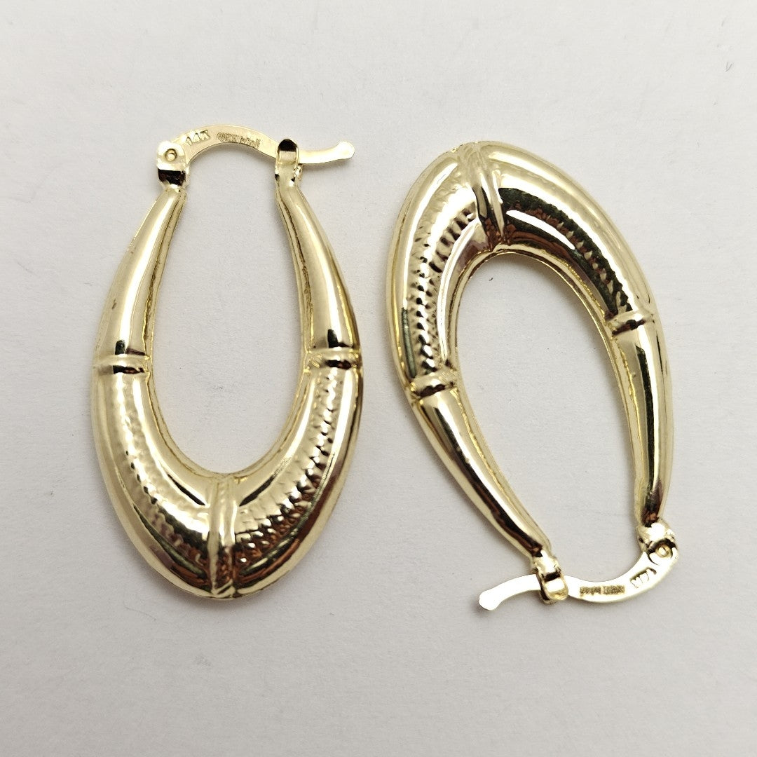ARETES ARRACADAS ESTRIADAS 14K 2.7 GR (NUEVO)