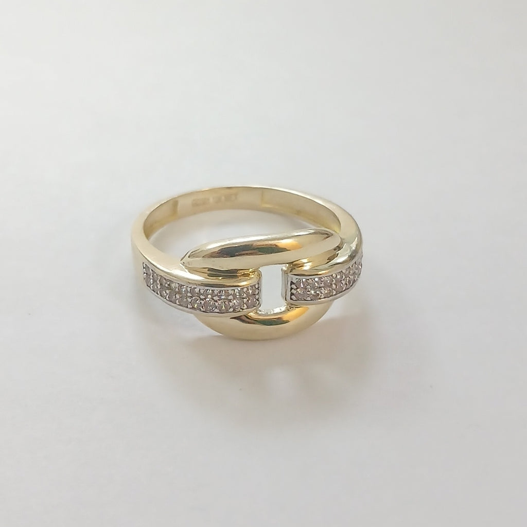 ANILLO ANILLITO C CIRCONIAS 10K 8.5 TALLA 2.6 GR (NUEVO)