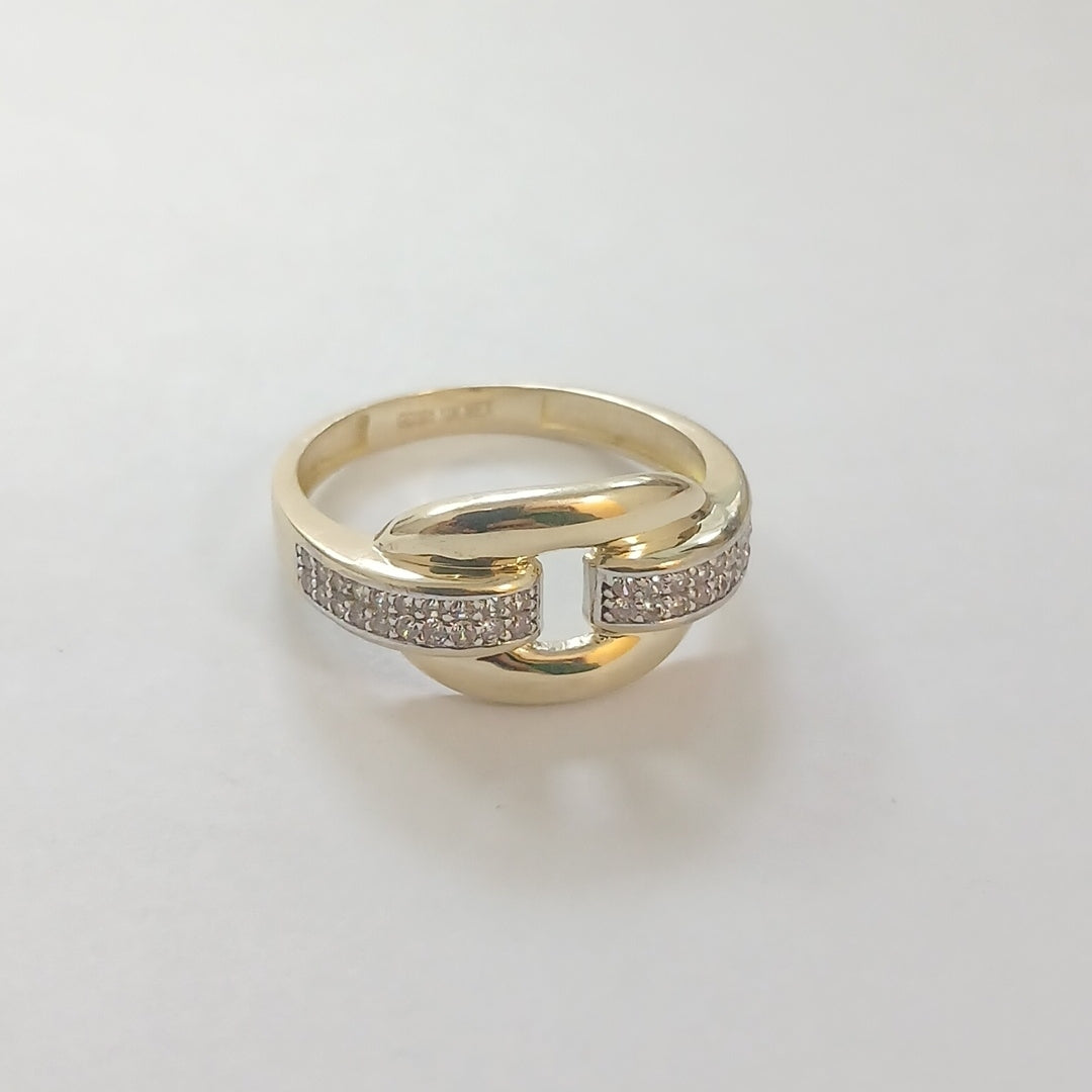 ANILLO ANILLITO C CIRCONIAS 10K 8.5 TALLA 2.6 GR (NUEVO)