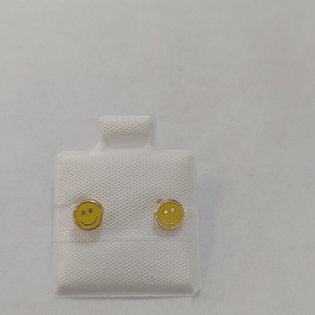 BROQUELES BROQUEL FIG SONRISA ESMALTE AMARILLO 14K 0.2074 GR (NUEVO)