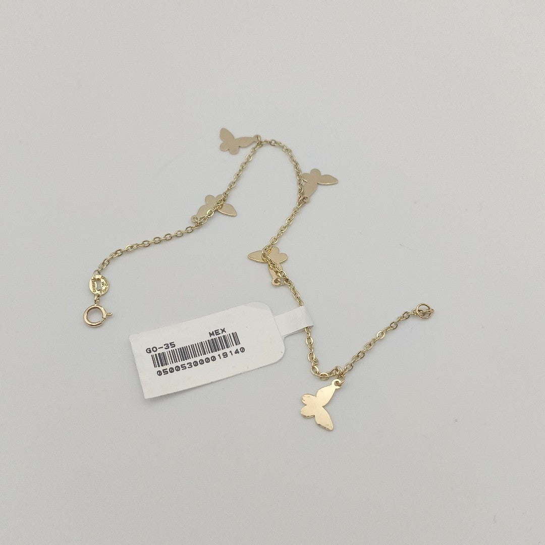 PULSERA ESPECIAL CON MARIPOSAS 14K 18 CM 2 GR (NUEVO)