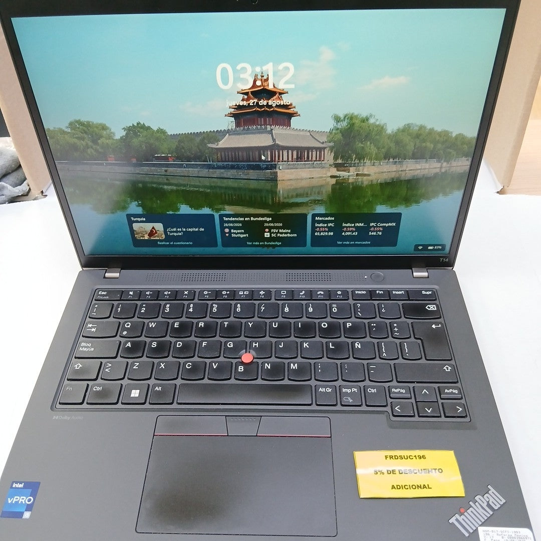 LAPTOP LENOVO THINKPAD T14 GEN 4 (2024) 512 GB SSD 16 GB RAM (SEMINUEVO)