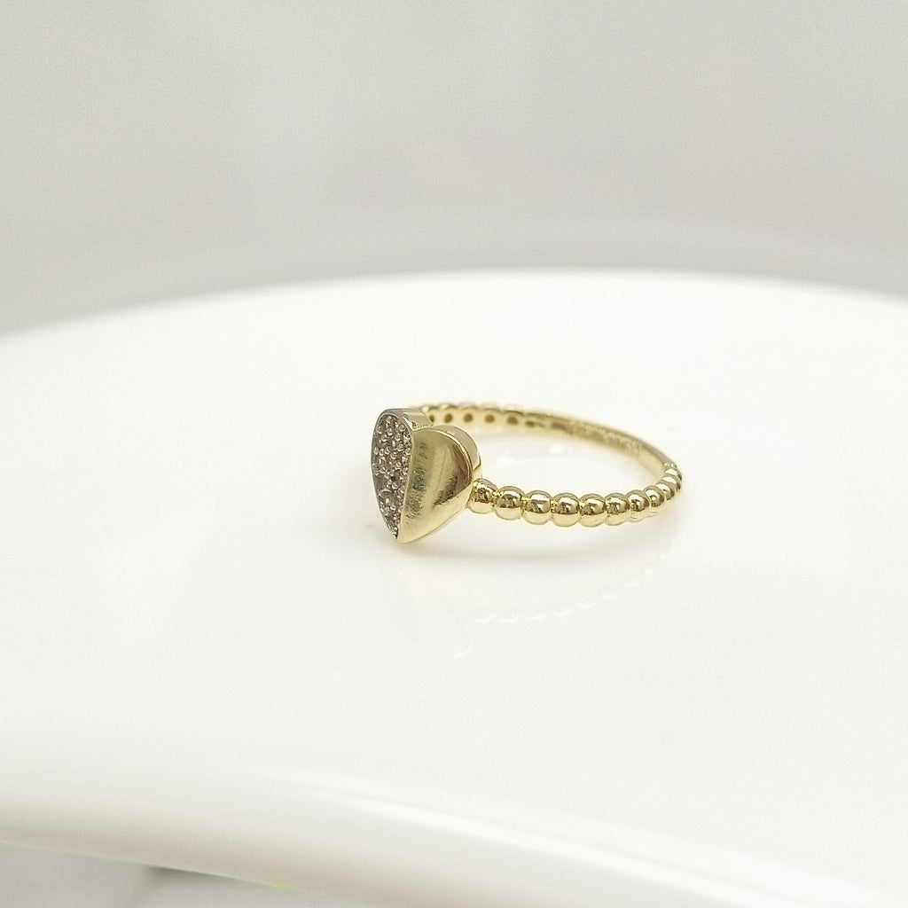 ANILLO ANILLITO FIG CORAZON C CIRCONIAS 14K 9 TALLA 1.7 GR (NUEVO)