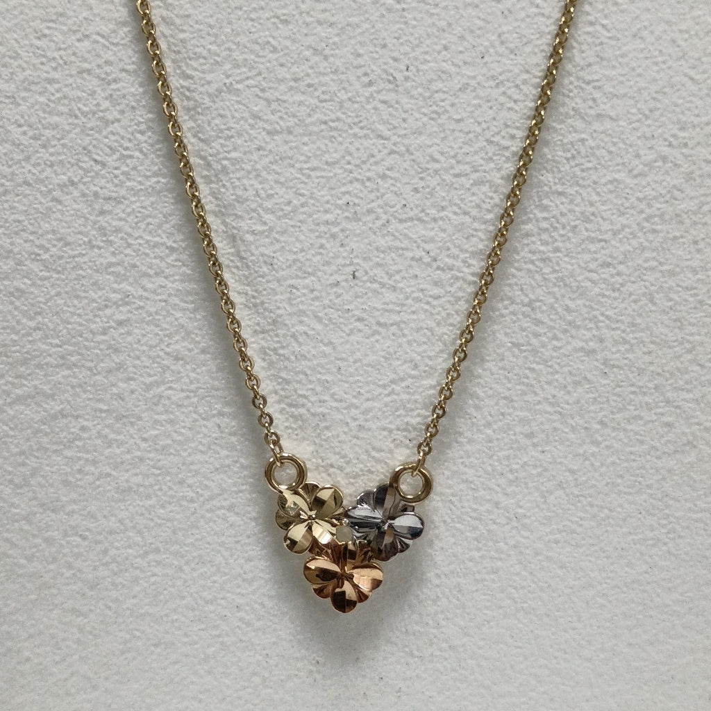 CADENA TEJIDO GARGANTILLA ESPECIAL C FLORES 14K 45 CM 2.9 GR (NUEVO)