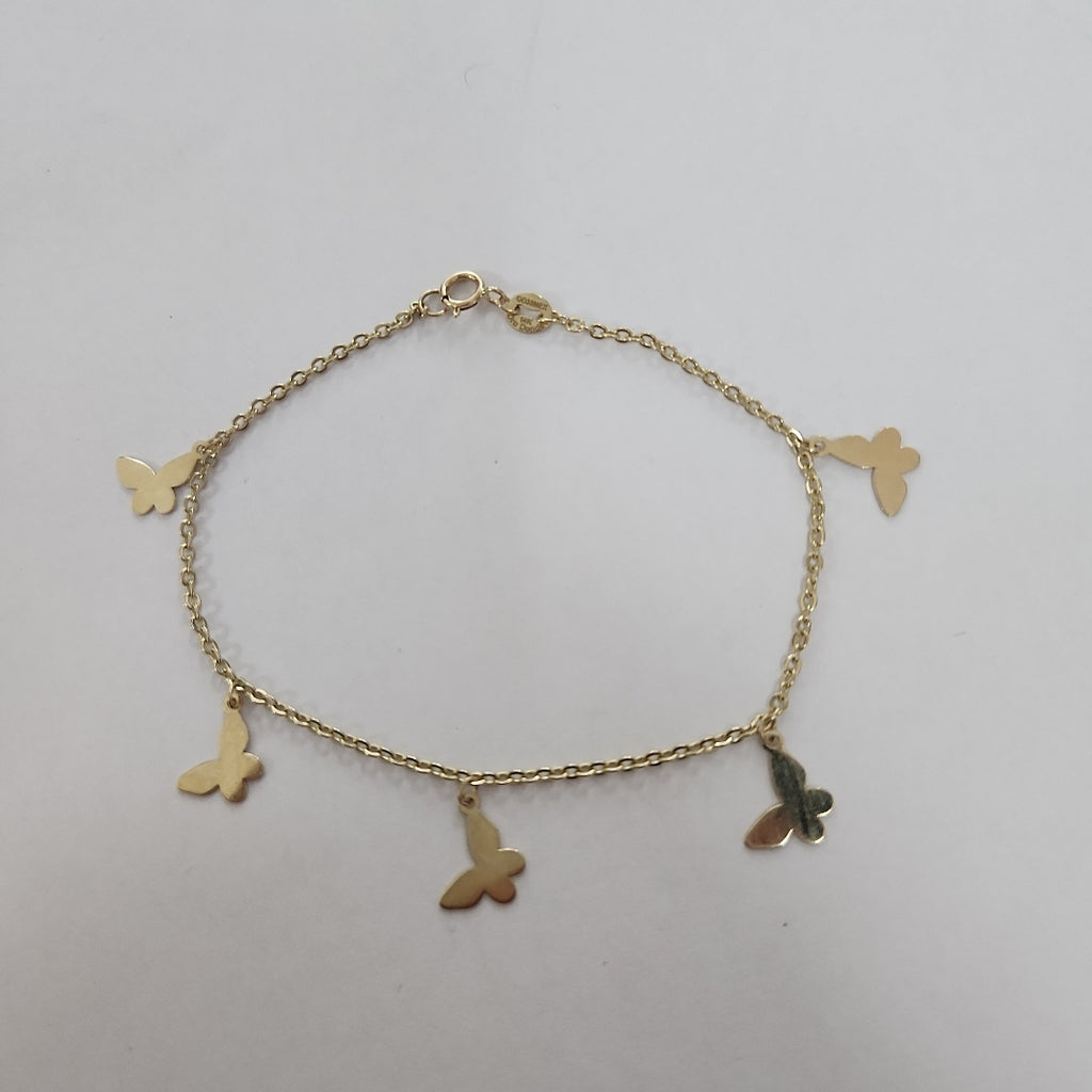 PULSERA ESPECIAL CON MARIPOSAS 14K 18 CM 2.1 GR (NUEVO)