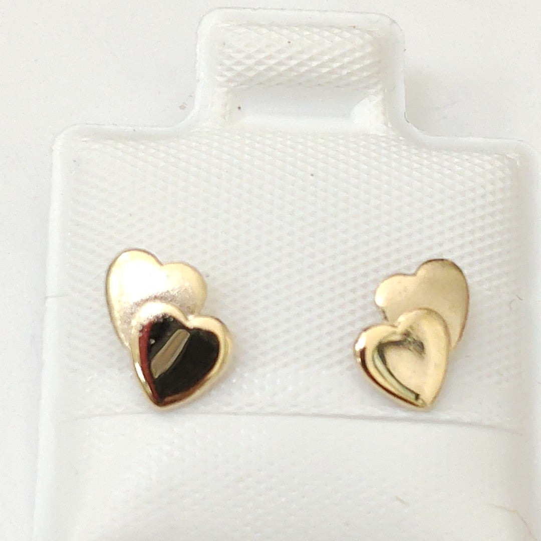 BROQUELES BROQUEL CORAZON DOBLE 14K 0.2171 GR (NUEVO)