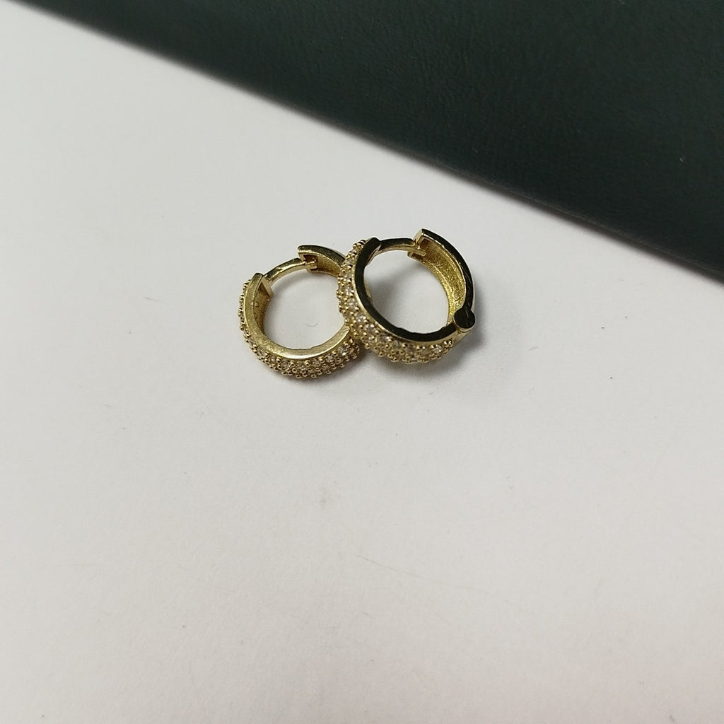 ARETES HUGGIE CON CIRCONIAS 14K 2.2 GR (NUEVO)