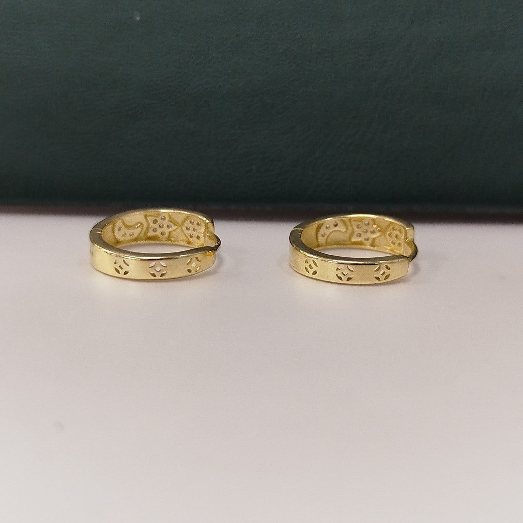 ARETES TEJIDO HUGGIES CON CIRCONIAS 14K 3 GR (NUEVO)