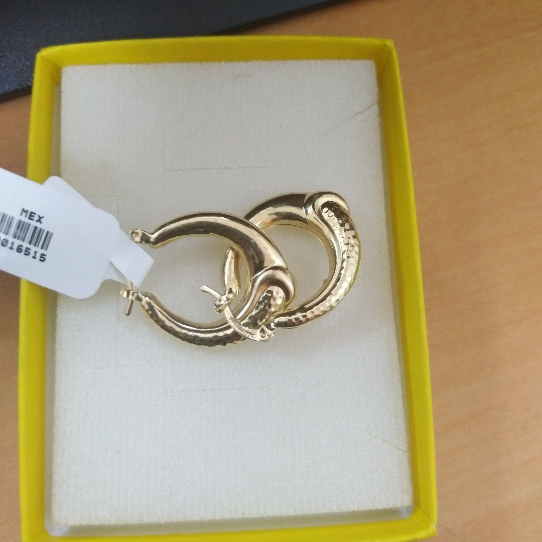 ARETES ARRACADAS ENTRELAZADAS 14K 2.6 GR (NUEVO)