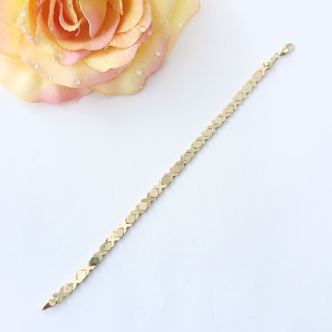 PULSERA ESPECIAL XOXO 14K 18 CM 6.1 GR (NUEVO)