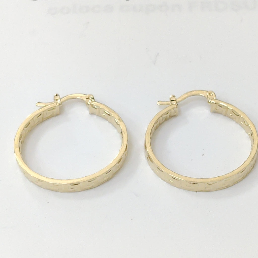 ARETES TEJIDO ARRACADA CON GRECAS 14K 2.7 GR (NUEVO)