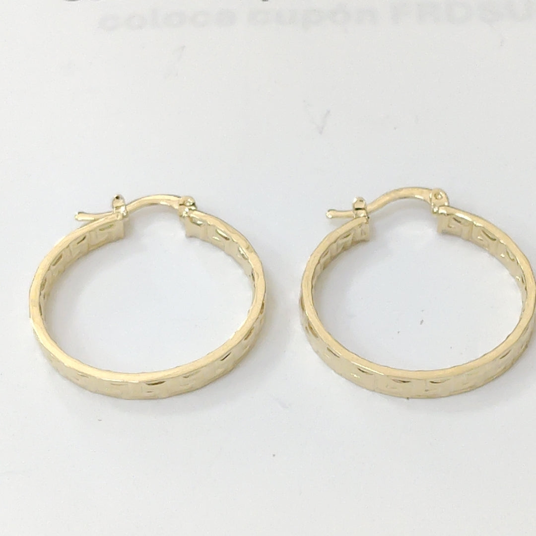 ARETES TEJIDO ARRACADA CON GRECAS 14K 2.7 GR (NUEVO)