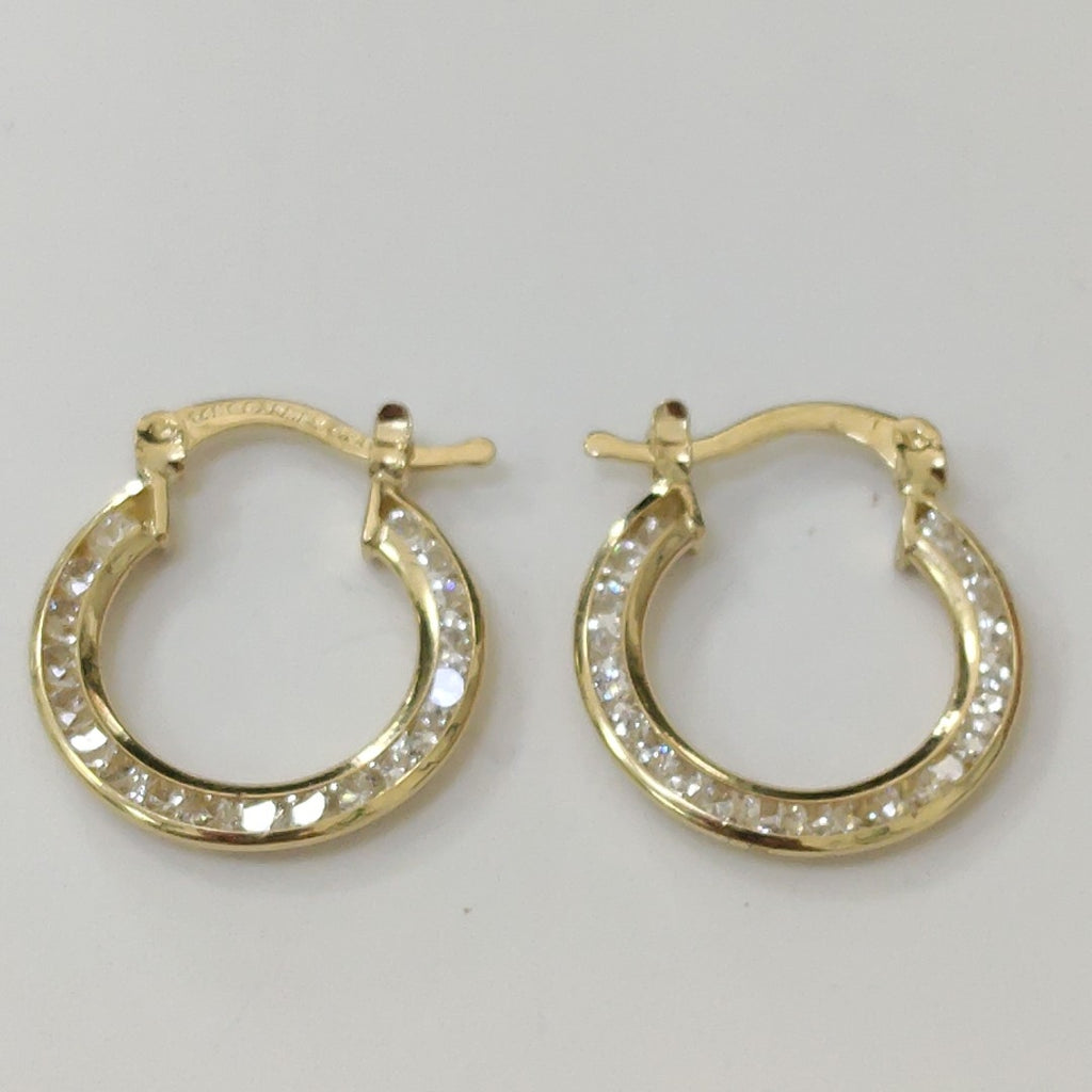 ARETES ARRACADAS CON CIRCONIAS 14K 2.3 GR (NUEVO)