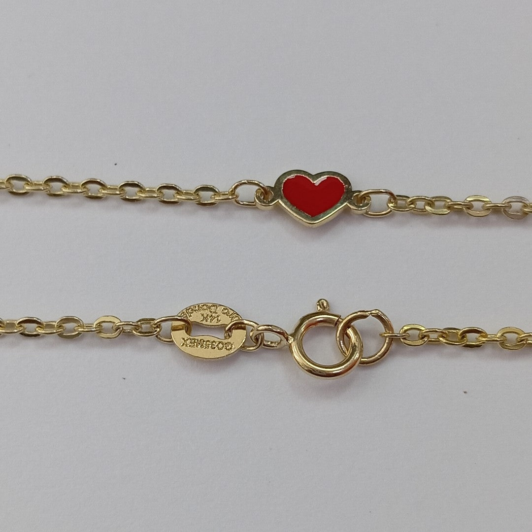PULSERA ESPECIAL CON CORAZONES 14K 18 CM 1.4 GR (NUEVO)