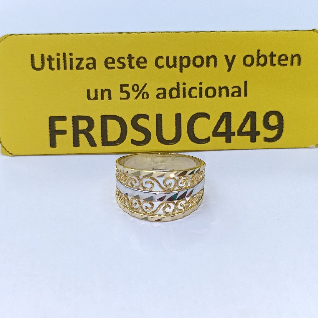 ANILLOS TIPO FILIGRANA COMBINADO 14K TALLA 7 2.8 GR (NUEVO)
