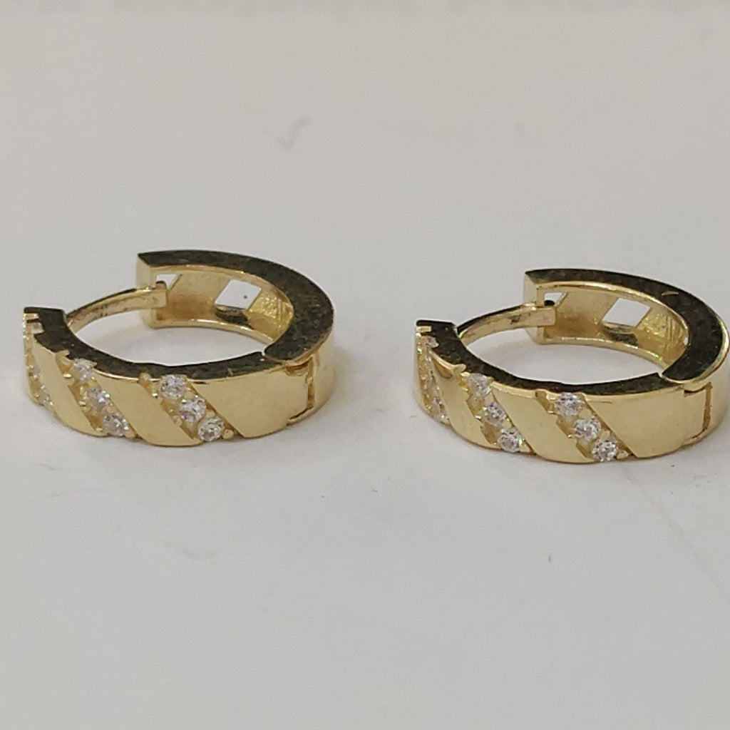 ARETES HUGGIES CON CIRCONIAS 14K 2.3 GR (NUEVO)