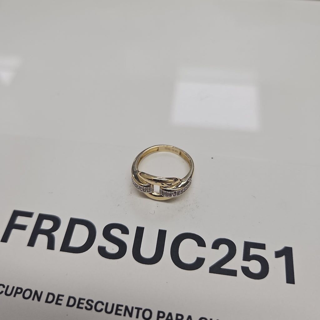 ANILLO ANILLITO C CIRCONIAS 10K 7.5 TALLA 2.5 GR (NUEVO)
