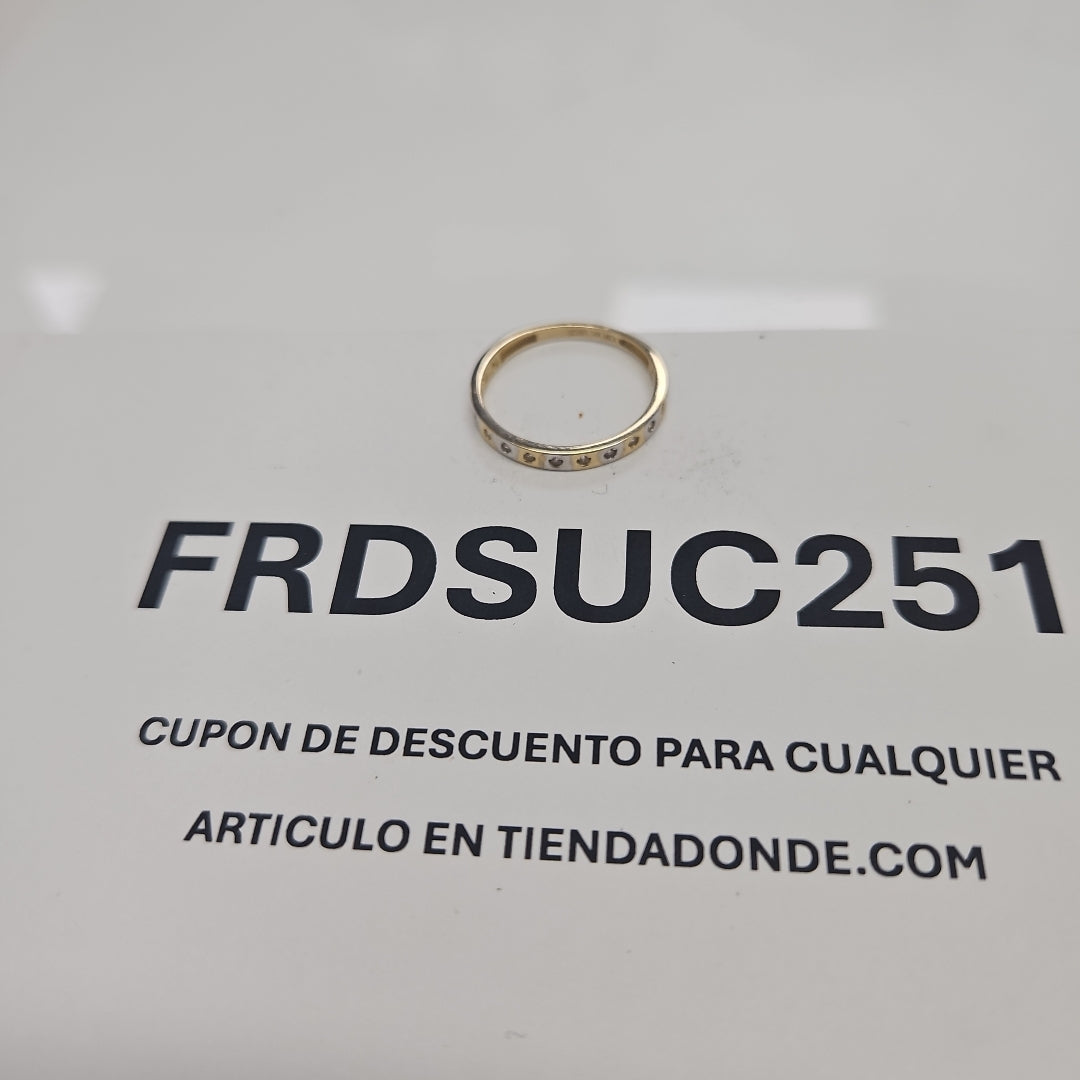 ANILLO ANILLITO C CIRCONIAS COMBINADO 14K 9 TALLA 2 GR (NUEVO)
