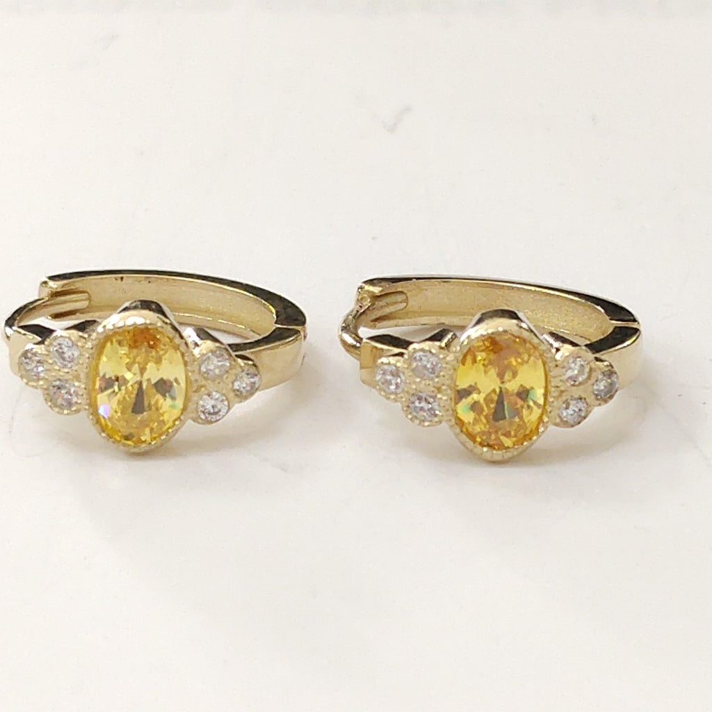 ARETES ARRACADAS CON CIRCONIAS Y PDRAS COL 14K 3.1 GR (NUEVO)