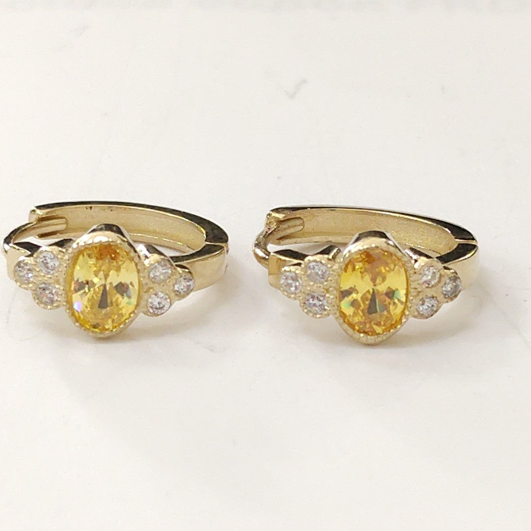 ARETES ARRACADAS CON CIRCONIAS Y PDRAS COL 14K 3.1 GR (NUEVO)