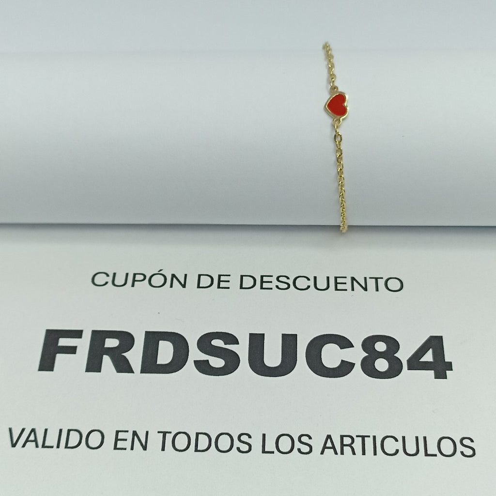 PULSERA ESPECIAL CON CORAZONES 14K 18 CM 1.3 GR (NUEVO)