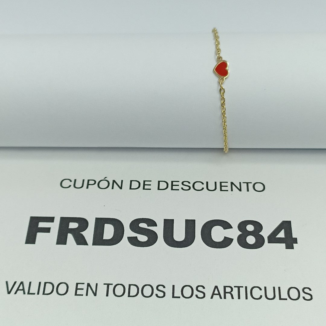 PULSERA ESPECIAL CON CORAZONES 14K 18 CM 1.3 GR (NUEVO)