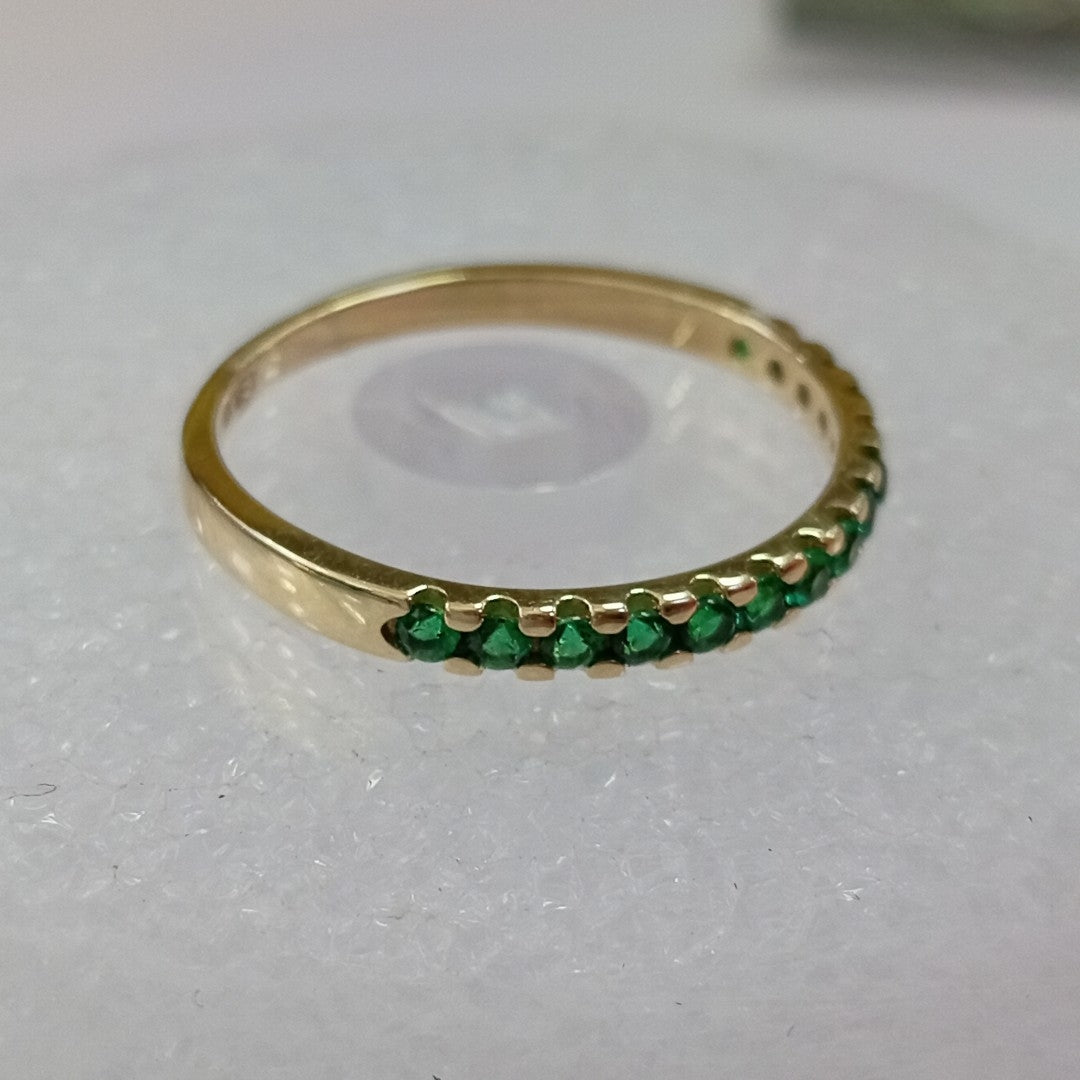 ANILLO ANILLITO MEDIA CHURUMBELA C PDRAS COLOR VERDE 14K 8 TALLA 1.6 GR (NUEVO)