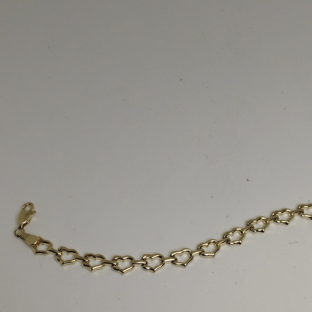 PULSERA ESPECIAL CON CORAZONES 14K 18 CM 4.3 GR (NUEVO)