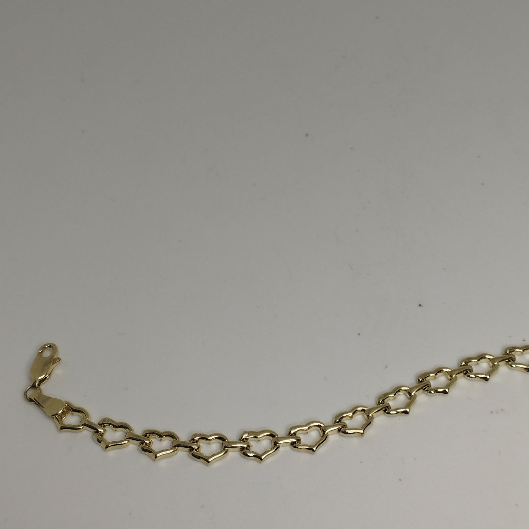 PULSERA ESPECIAL CON CORAZONES 14K 18 CM 4.3 GR (NUEVO)