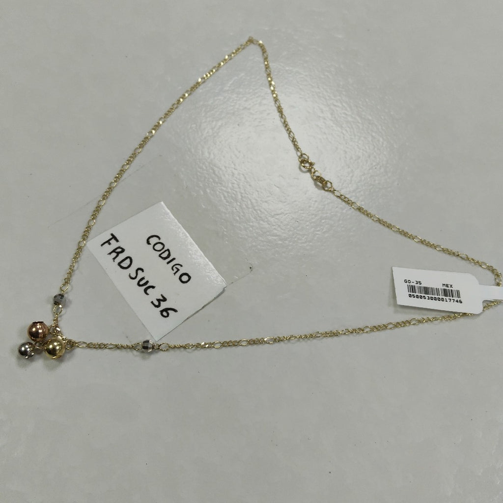 CADENA GARGANTILLA 3X1 CON ESFERAS COMBINADAS 14K 45 CM 3.1 GR (NUEVO)
