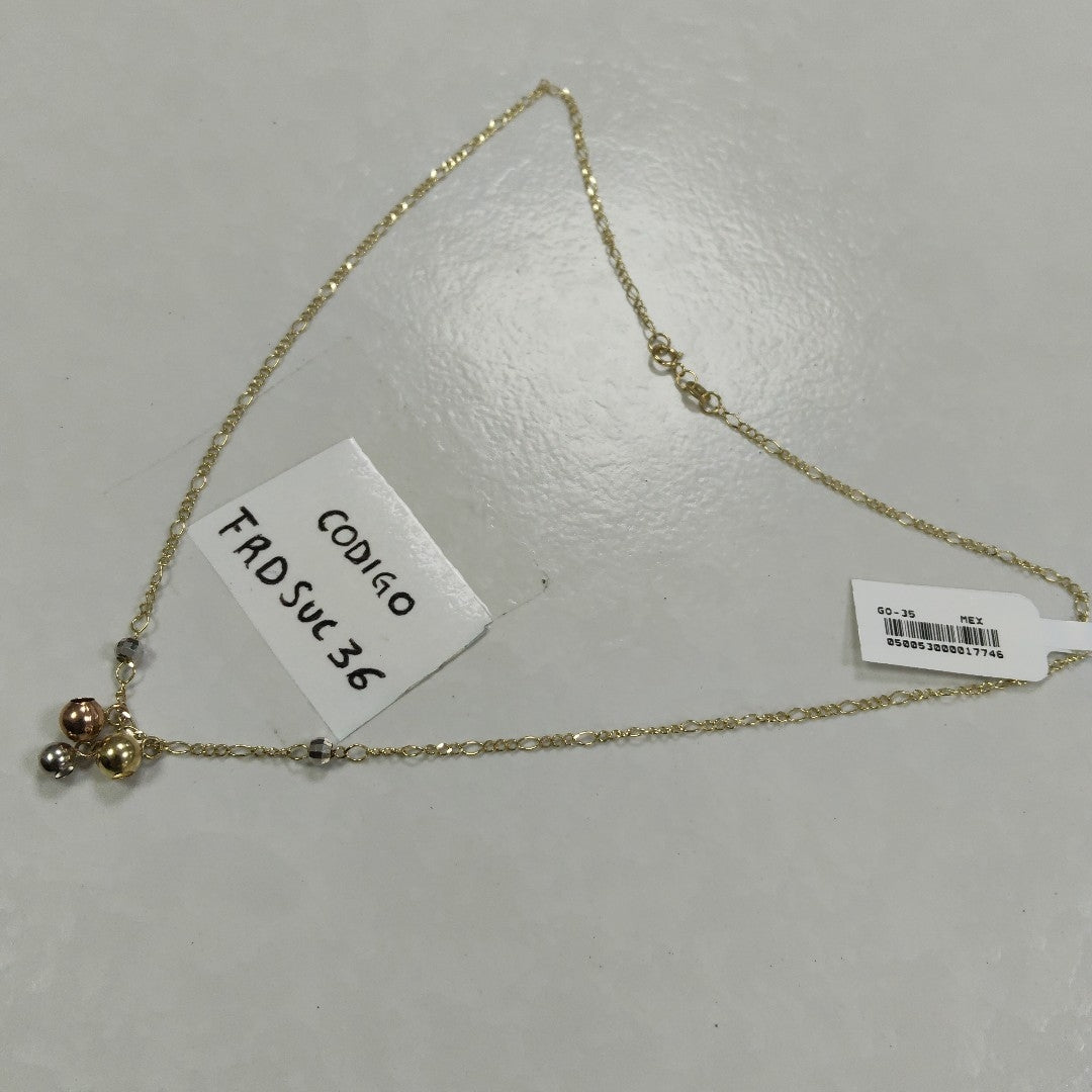 CADENA GARGANTILLA 3X1 CON ESFERAS COMBINADAS 14K 45 CM 3.1 GR (NUEVO)