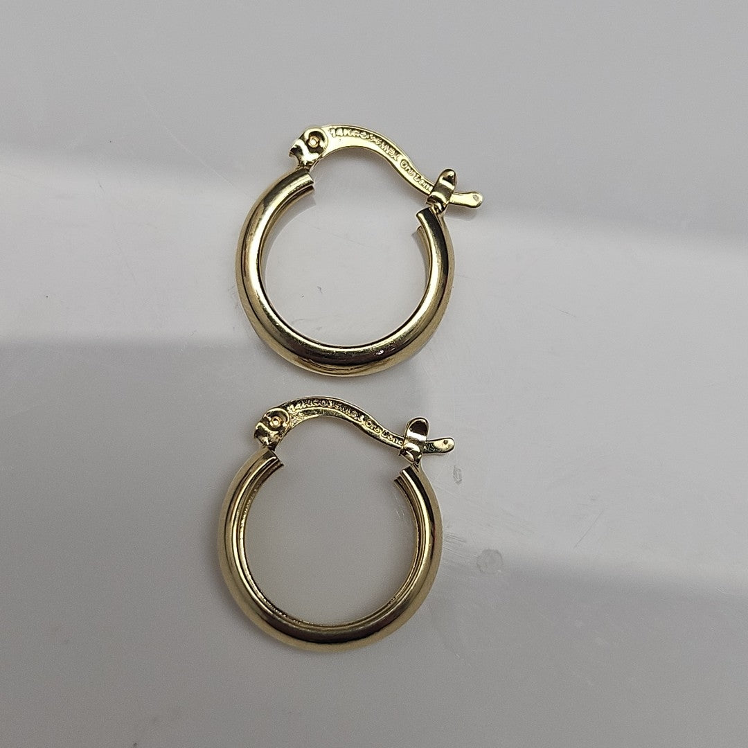 ARETES TEJIDO ARRACADAS LISAS 14K 2.2 GR (NUEVO)