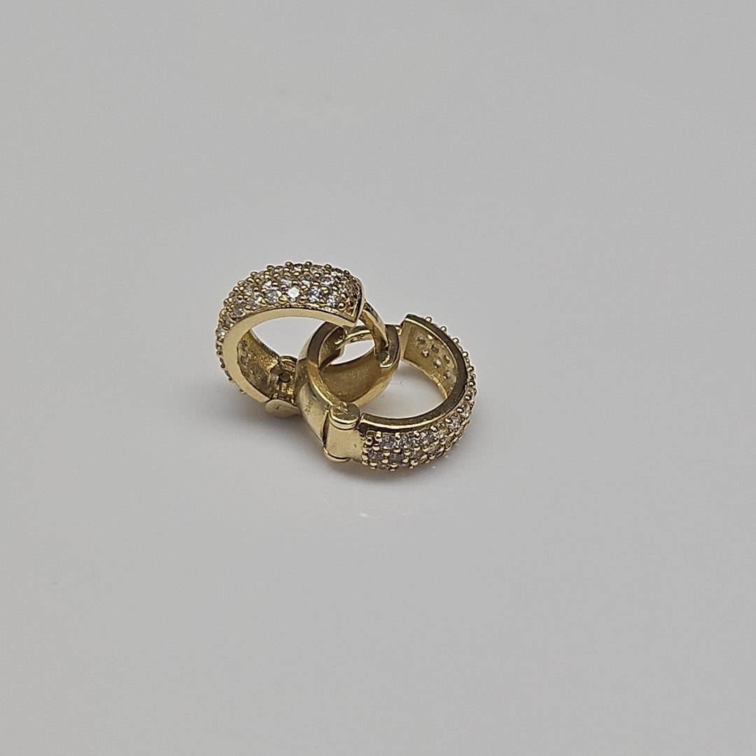 ARETES HUGGIE CON CIRCONIAS 14K 2.2 GR (NUEVO)