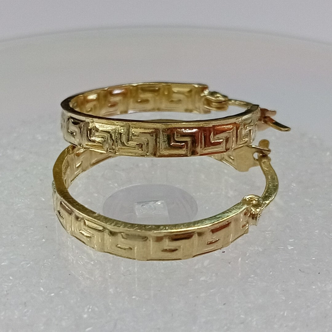 ARETES ARRACADA CON GRECAS 14K 2 GR (NUEVO)