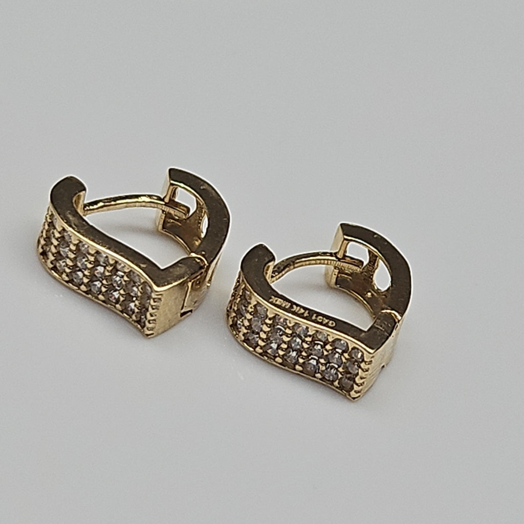 ARETES ARRACADAS CORAZON C CIRCONIAS 14K 2.2 GR (NUEVO)