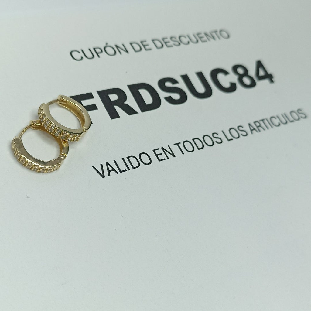 ARETES HUGGIES C CIRCONIAS 14K 1.7 GR (NUEVO)
