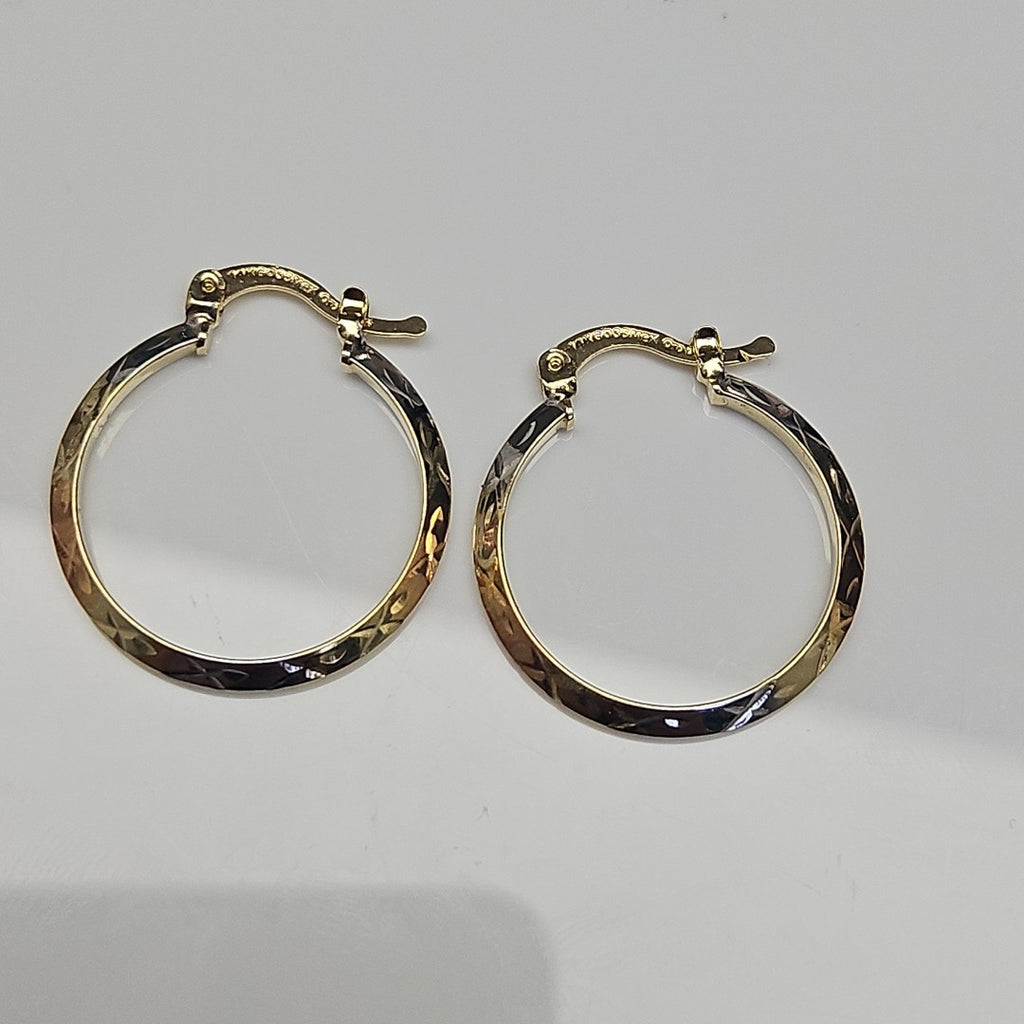 ARETES TEJIDO ARRACADAS BISELADAS COMBINADAS 14K 1.4 GR (NUEVO)