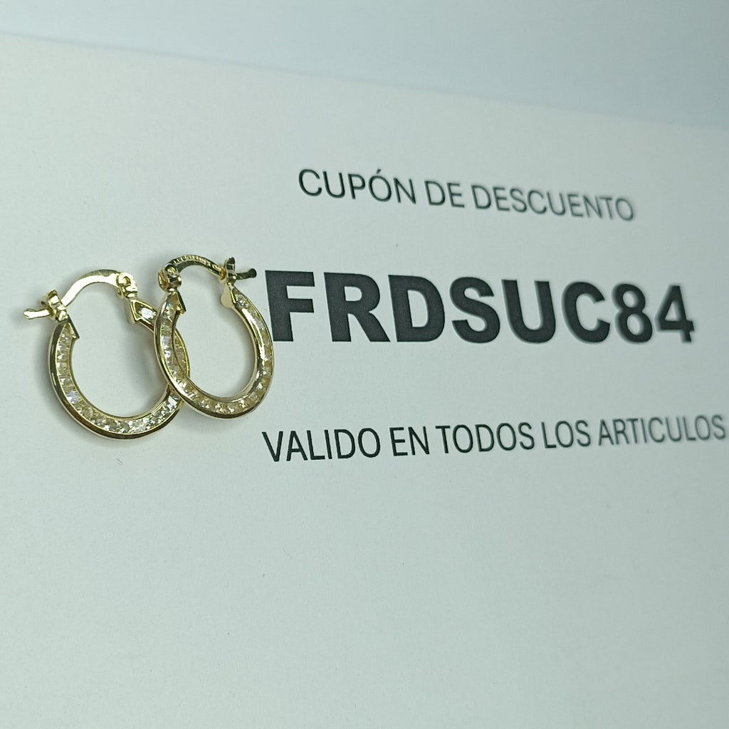 ARETES ARRACADAS CON CIRCONIAS 14K 2.3 GR (NUEVO)