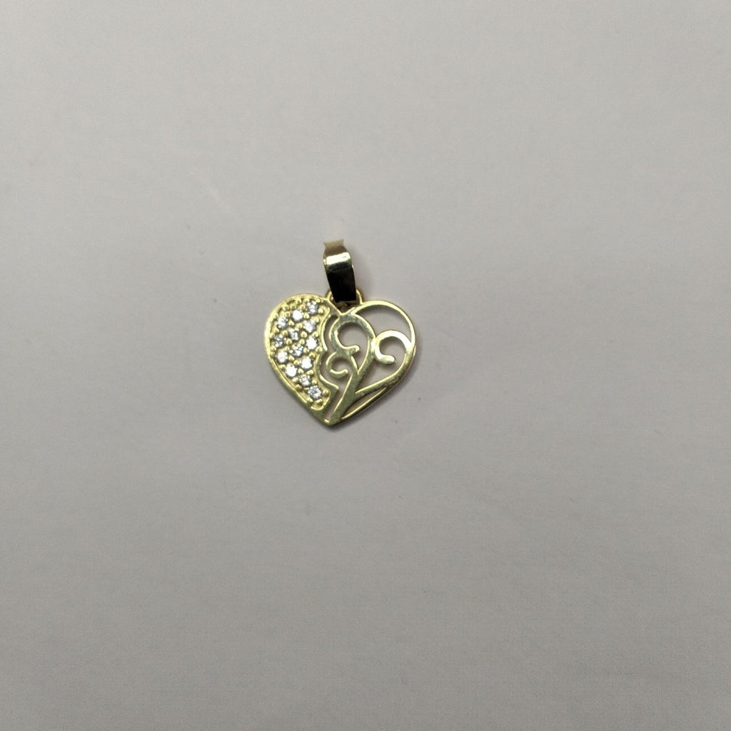 DIJE TEJIDO CORAZON CON CIRCONIAS Y ARBOL DE LA VIDA 14K 0.9 GR (NUEVO)
