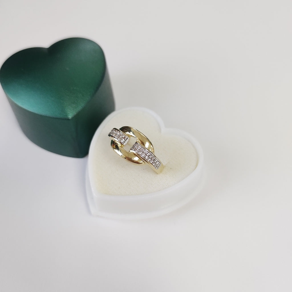 ANILLO ANILLITO C CIRCONIAS 10K 8.5 TALLA 2.7 GR (NUEVO)