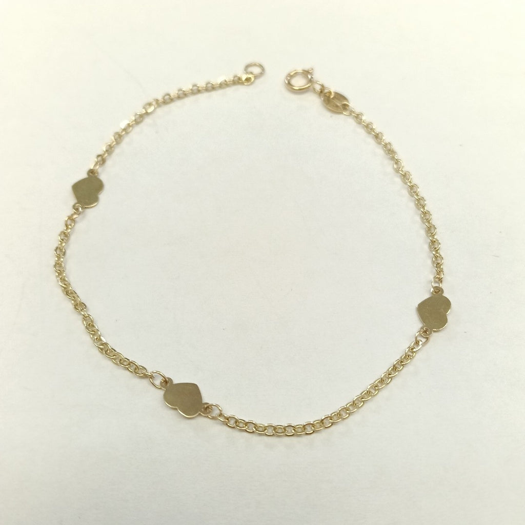 PULSERA TEJIDO ESPECIAL FIG CORAZONES 14K 18 CM 1.3 GR (NUEVO)