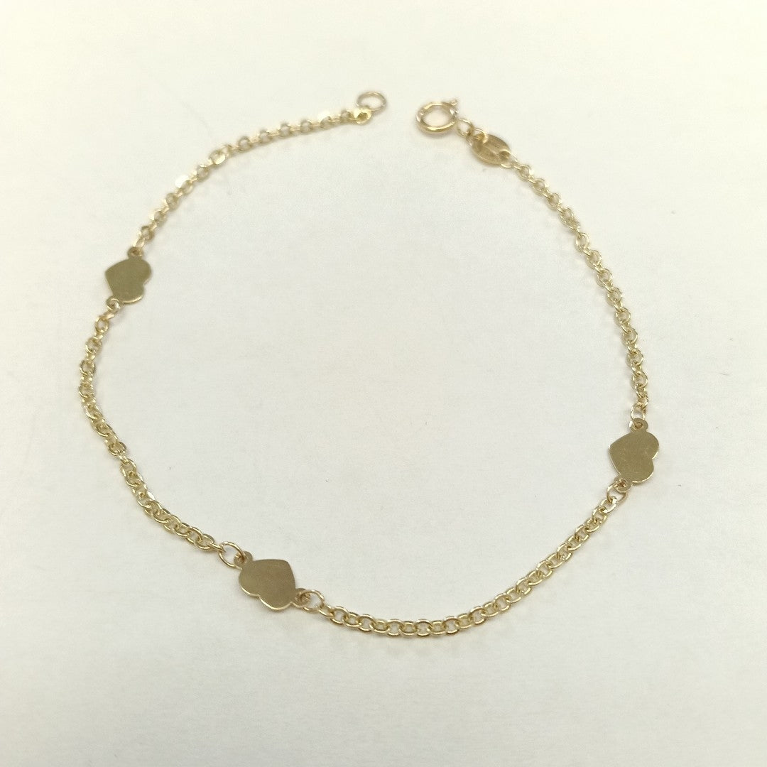PULSERA TEJIDO ESPECIAL FIG CORAZONES 14K 18 CM 1.3 GR (NUEVO)